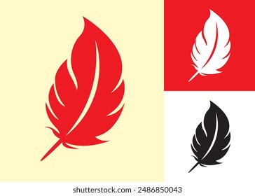 Feather logo, lightweight or flying emblem, elegant icon, simple, luxury and adventurous style, for business or company, feather swan