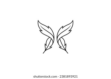 feather logo in line art design style