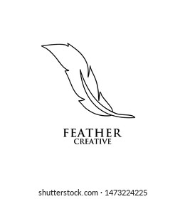 feather logo line outline black icon design vector illustration symbol