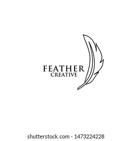 Feather Logo Line Outline Black Icon Stock Vector (Royalty Free ...