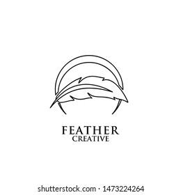 feather logo line outline black icon design vector illustration symbol