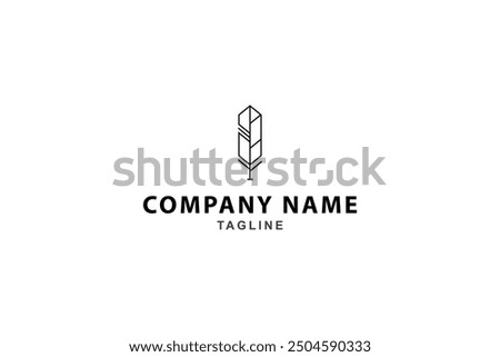 feather logo in minimalist linear design