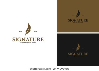 Feather logo for notary logo design template vector illustration idea