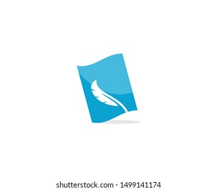 Feather logo paper pen law vector 