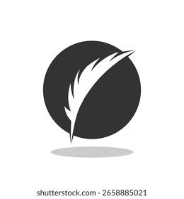 Logotipo de la pluma, icono del logotipo de la pluma con la sombra