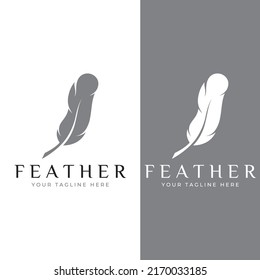 Feather logo, feather pen logo and law firm feather logo vector design.