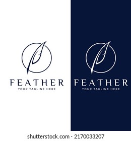 Feather logo, feather pen logo and law firm feather logo vector design.