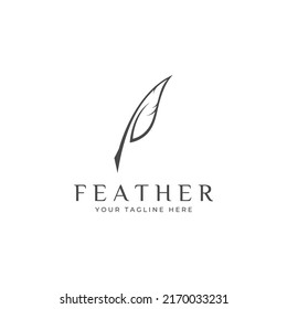 Feather logo, feather pen logo and law firm feather logo vector design.