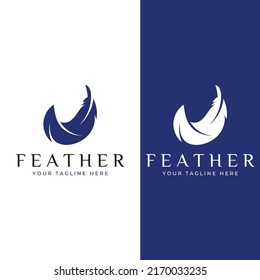 Feather logo, feather pen logo and law firm feather logo vector design.