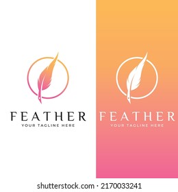 Feather logo, feather pen logo and law firm feather logo vector design.