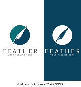 Feather logo, feather pen logo and law firm feather logo vector design.