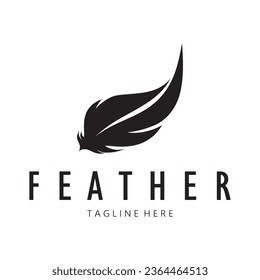 Feather logo, feather pen logo, law firm feather logo vector simple design