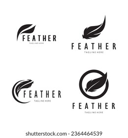 Feather logo, feather pen logo, law firm feather logo vector simple design