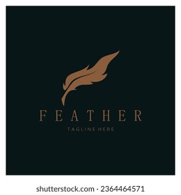 Feather logo, feather pen logo, law firm feather logo vector simple design