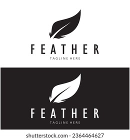 Feather logo, feather pen logo, law firm feather logo vector simple design