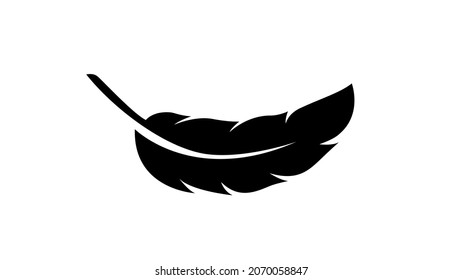 Feather logo symbol black and white vector illustration
