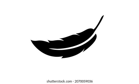 Feather logo symbol black and white vector illustration