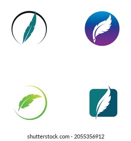logotipo de pluma e ilustración de símbolo