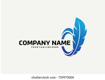 Feather Logo Template Design. Creative Vector Emblem for Icon or Design Concept