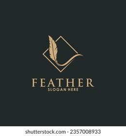 feather logo template vector icon, creative feather logo design