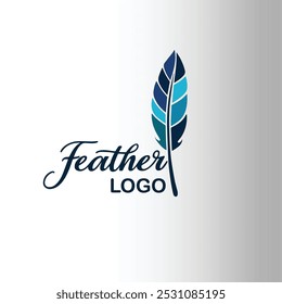 Feather logo vector design. Modern feather logo.