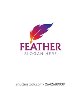 Feather logo vector elegant feather quill logo feather brand icon with a pen nip
