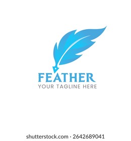 Feather logo vector elegant feather quill logo feather brand icon with a pen nip
