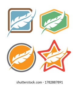 Feather logo vector element template. Color