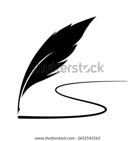 Feather logo vector icon template. Feather quill pen with ink logo template. Flat style vector illustration editable isolated design.