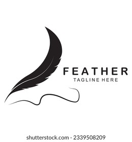 Feather Logo Vector. Illustration of an ink pen.

