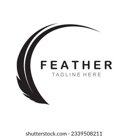 Feather Logo Vector. Illustration of an ink pen.

