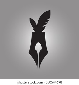 Feather Logo Vector. Illustration of an ink pen.