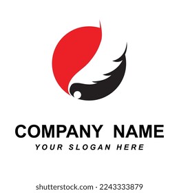 feather logo vector with slogan template