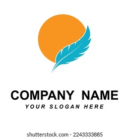 feather logo vector with slogan template