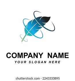 feather logo vector with slogan template