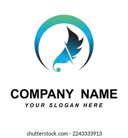 feather logo vector with slogan template