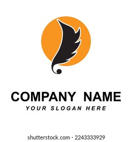 feather logo vector with slogan template