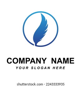 feather logo vector with slogan template