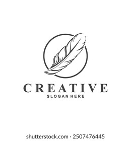 Feather Logo Vector Symbol Design
