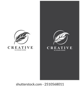 Design de símbolo de vetor de logotipo de penas