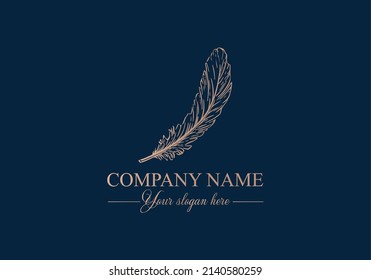 Plantilla vectorial del logotipo de plumas. Diseño abstracto, estilo elegante. Marca para escritor, yoga y otros negocios. Vector