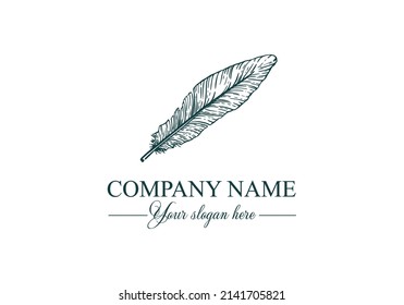 Feather logo vector template. Abstract design, elegant style. Brand for writer, yoga and other businesses. Vector