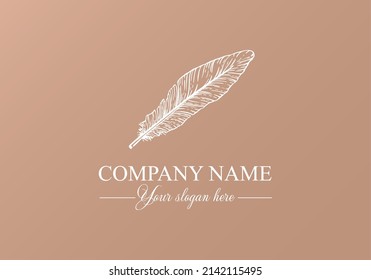 Feather logo vector template. Abstract design, elegant style. Brand for writer, yoga and other businesses. Vector