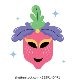 Feather mask flat sticker design 