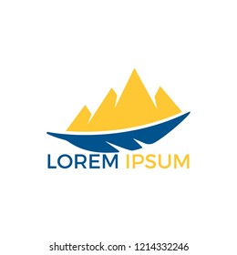 feather and mountain logo design. 