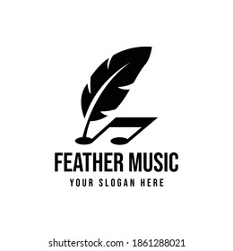 Inspiración en el diseño del logotipo de notas de clave de música de plumas