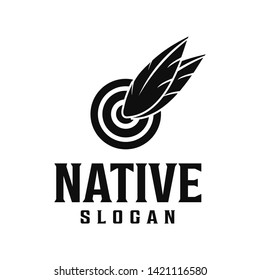 Feather native vintage logo. American Indian chief