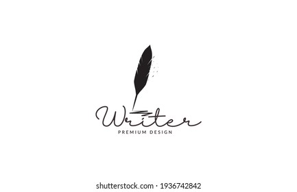 feather old as pencil old logo vector symbol icon illustration design