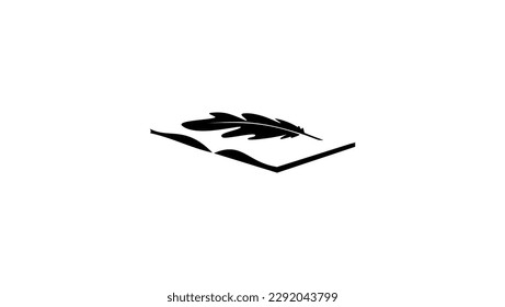 feather on book, silhouette, high quality vector