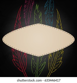 Feather on chalkboard blackboard background. Vector illustration